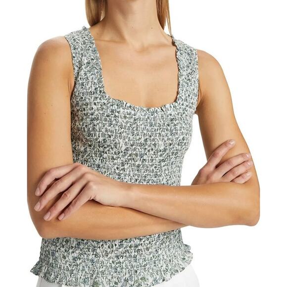 Veronica Beard Needham Floral Smocked Tank Top Large - Picture 3 of 10